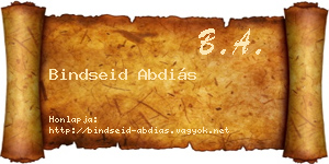 Bindseid Abdiás névjegykártya